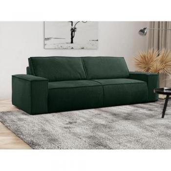 Sofá cama de 4 plazas de pana verde pino AMELIA - PASCAL MORABITO