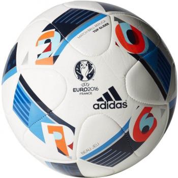 adidas EURO16TOPGLI - Balón de fútbol, Color Blanco/Azul/Naranja, Talla 5