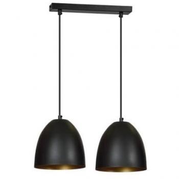 Lámpara de Suspensión Lenox, Acero con Recubrimiento de Polvo, Color Negro y Oro, Dimensiones 45x80x18 cm