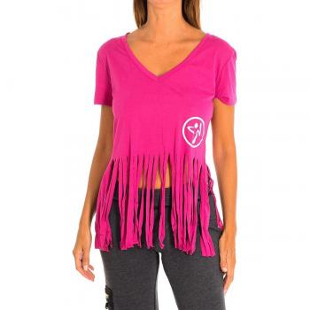 Camiseta deportiva de manga corta y cuello en pico Zumba Z1T00371 para mujer