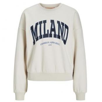 Jack & Jones - Sudadera Oversize estampada para mujer, modelo Merle RLX Short, color Moonbeam/Print:Milano, talla L