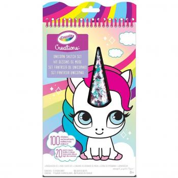 Crayola Creations Album Fantasía de Unicornio Set Creativo con Libro de Dibujo y 100 Pegatinas para Actividades Creativas, Recomendado para Niñas a Partir de 8 Años
