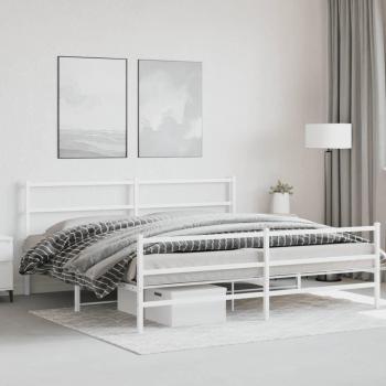 Cama metálica pediátrica con cabecero y estribo blanco 183x213 cm