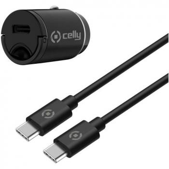 Celly CCMINITYPEC Cargador de Coche para Smartphone y Tableta, Color Negro, Conexión Encendedor de Cigarrillos