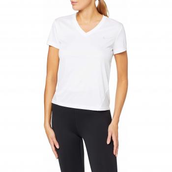 Nike W Nk Miler Top Vneck Camiseta de Manga Corta, Mujer, White/