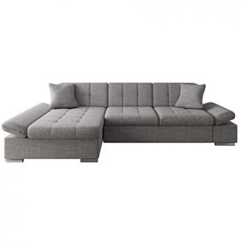 Sofá rinconero Comfivo 152, gris, con función de descanso y caja de ropa de cama, dimensiones 278x161x76cm