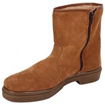Bota de Serraje Marrón con Cremallera Modelo Carona Talla 39 y Suela de Caucho