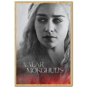 Juego de Tronos Valar Morghulis Daenerys Póster de corcho Pin tablón de madera de haya con marco - 96,5 x 66 cms