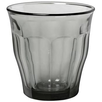 DURALEX Set de 6 vasos Picardie Gris 250 cc, alta calidad, vaso gris transparente, resistente a golpes y arañazos