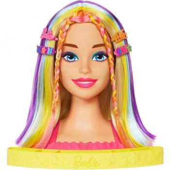 Barbie Color Reveal Cabeza para Peinar con 22 Accesorios y Cambio de Color, Rubia, 29 cm