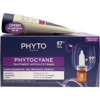 Phyto Phytocyane Progressive Anti-Hair Loss Treatment for Women - 12 Ampoules + 100ml Shampoo