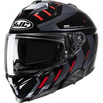 HJC Casco Integral i71 Simo MC1, Negro Rojo, características: diseño aerodinámico, carcasa de policarbonato, sistema de ventilación avanzado, interior desmontable y lavable, cierre de doble anilla