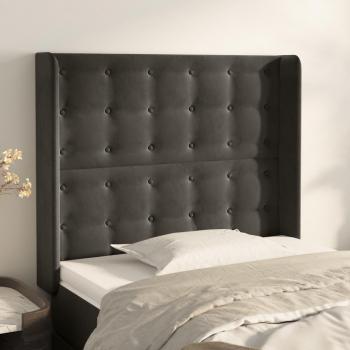 Cabecero con orejas de terciopelo gris oscuro 83x16x118/128 cm vidaXL