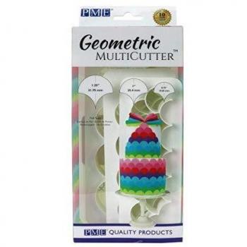 PME GMC194 - Juego de 3 cortadores geométricos para tartas, diseño de escamas de pescado, tamaño pequeño, mediano y grande, plástico, multicolor