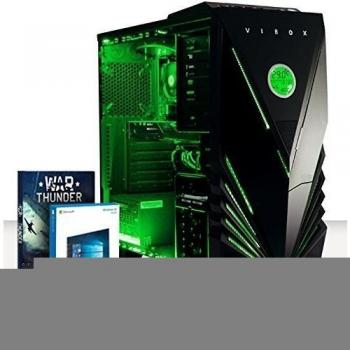 VIBOX Sharp Shooter Ti 33 - 3,9GHz CPU 2-Core AMD, GTX 750 Ti GPU, Avanzado, Ordenador de sobremesa para oficina Gaming con unidad central, Windows 10, Iluminaciàn interna verde