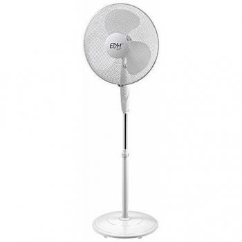 EDM 33510 Ventilador de Pie con Base Circular 45W, Blanco, 40x110-130 cm