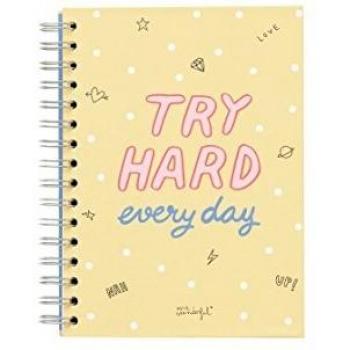 Mr. Wonderful ME2019N - Libreta pequeña con diseño Try Hard every day