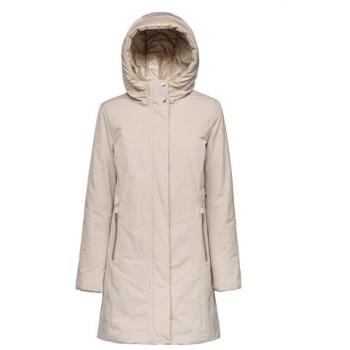 Geox - Chaqueta larga cortaviento de mujer con capucha, color gris tórtola
