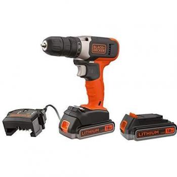 BLACK+DECKER BCD001E2K-QW - Taladro atornillador 18 V, 37 Nm, con 2 batería de litio 2.5 Ah