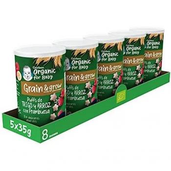 Gerber Organic Trigo y Arroz con Frambuesa 35 g - Pack de 5