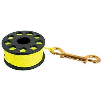 SEAC Spool Reel Carrete con Doble mosquetón y línea Amarilla Ø2mm de 30 Metros, Unisex-Adult, Negro, estándar