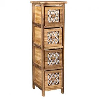 Cajonera Colonial de Madera Marrón con 4 Cajones 22x26x77 cm