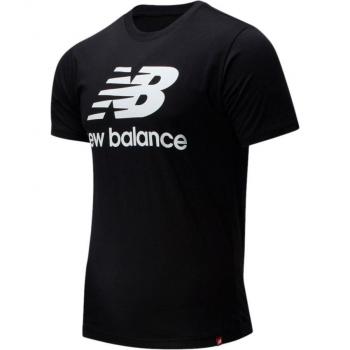 Camiseta New Balance Essentials Stacked Logo Cotton manga corta negra y blanca, talla M