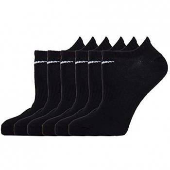 Nike Calcetines Invisibles Everyday Lightweight Pack de 6 Pares, Unisex Adulto, Negro/Blanco, Talla S (34-38)