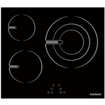 Placa Vitrocerámica Corberó CCVG35BF | 3 Zonas de Cocción | Zona Extra Grande 28 cm | 5700W | Control Táctil | 9 Niveles de Potencia | Descon