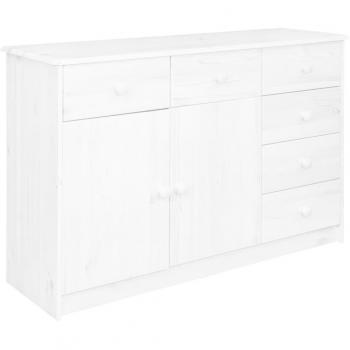 Aparador de madera maciza de pino blanco con 6 cajones, dimensiones 113x35x73 cm