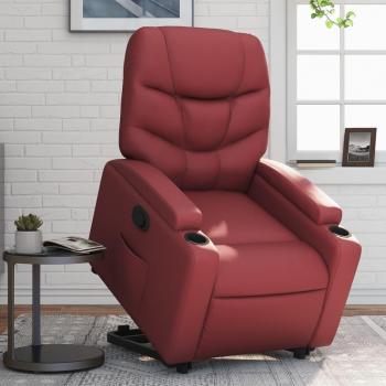 Silla de elevación reclinable de vino de cuero rojo