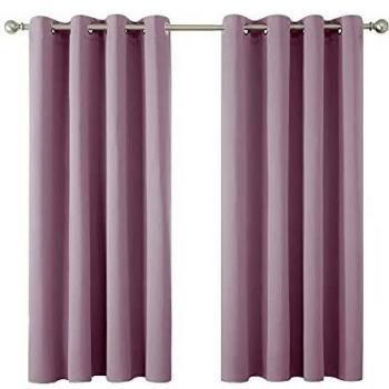 Amazon Brand - Umi Cortinas Opacas Dormitorio Moderno para Ventanas con Ollaos Juego de 2 Piezas 132x138cm Rosa Claro