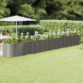 vidaXL Garden Raised Bed Powder-Coated Steel 620x80x68 cm Grey