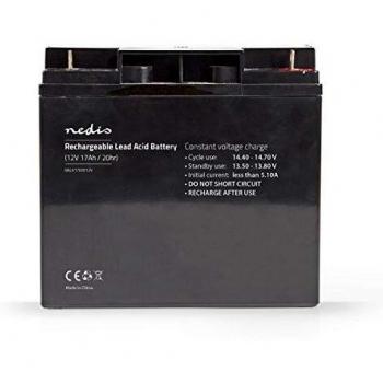 NEDIS Recargable de Plomo de la batería Batería Recargable de Plomo-Ácido - 17 A - 12 V - 181 x 167 x 77 mm Negro 167 mm