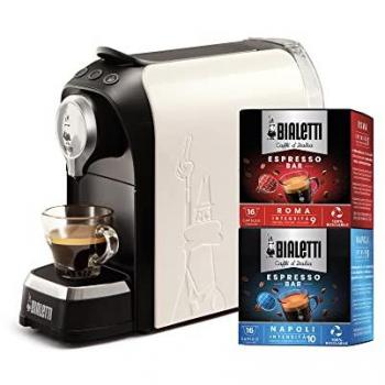 Bialetti Máquina de Café Espresso Automática Blanca con 32 Cápsulas y Potencia de 1200W