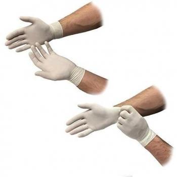 10 pares de pequeños Blanco/Crema Premium desechables no estéril Medical FirstAid de látex con talco Protector Duradero Multipurpose Lab Tattoo Vet Dentist mecánico guantes de Medic