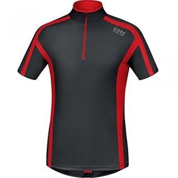 Gore Running Wear Air Zip - Camiseta para hombre, color negro / rojo, talla XL