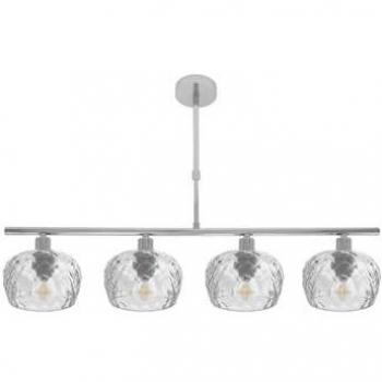 Lámpara Estela 4xE14 Cromo 75x13 cm con Tulipas de Cristal Tallado Transparente