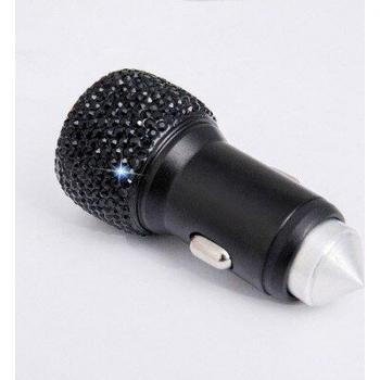 Cargador USB Dual para Coche con Adornos de Cristal, Carga Rápida y 5 Estilos Disponibles