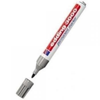 edding 3000 marcador permanente - gris - 10 rotuladores - punta redonda 1,5-3 mm - indeleble de secado rápido - resistente al agua y a los borrones - cartón, plástico, madera, metal, tela - universal