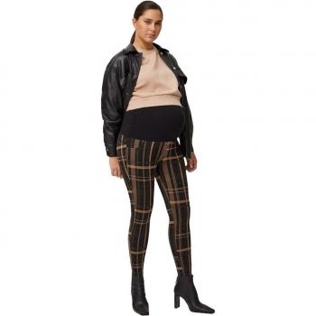 Legging premamá Ysabel Mora en jacquard de cuadros con cintura de punto elástico