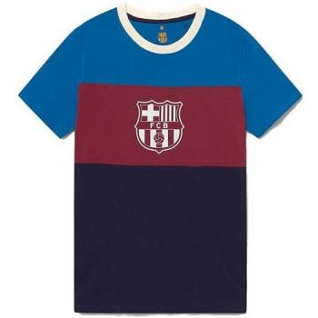 Camiseta de manga corta F.C. Barcelona tricolor con escudo para junior