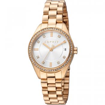 Esprit Alia Women's Analog Date Watch - Rose Gold with Silver Grey Dial
