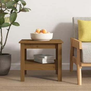 Mesa de centro ámbar 45x45x40 cm madera maciza de pino marrón miel