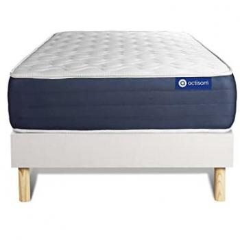 Somier Blanco ACTISOM + Colchón de Látex y Espuma Viscoelástica 120 x 190 cm con 5 Zonas de Confort