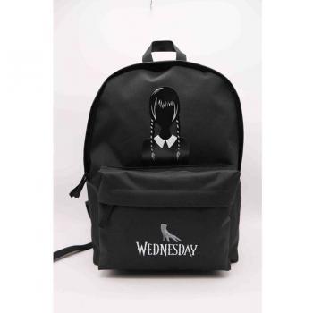 Mochila Escolar Wednesday Addams Silueta - ToyBags - Con Compartimento Principal y Bolsillo Frontal Interior - Poliéster 300D - Serigrafía + Impresión transfer - 43 x 31 x 13.5 cm