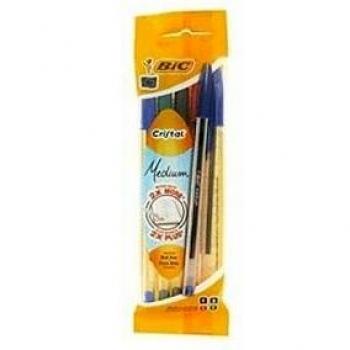 BLISTER 5 BOLIGRAFOS BIC CRISTAL COLORES SURTIDOS
