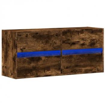 Mueble TV Multimedia con Luces LED en Roble Ahumado - Estante Buffet para Comedor, Salón y Dormitorio 100 x 31 x 45 cm