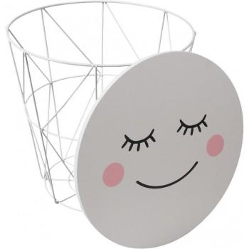 Mesa auxiliar con almacenamiento - Luna - D 29,8 cm - Blanca