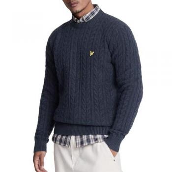 Lyle & Scott Men's Navy Cable Knit Crew Neck Sweater - XXL